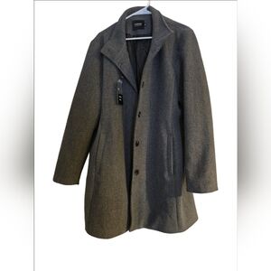 Wool blend gray trench coat peacoat grey long women's winter jacket NWT 2XL